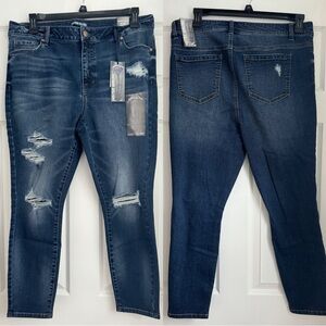 NWT Indigo Fusion Distressed Ankle Skinny Jeans, Size 18